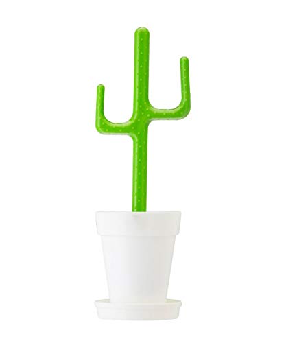VIGAR Flower Power - Cactus Escobillero de Baño de Pie, Polipropileno, Verde, 12,5 X 11,5 X 39 (Cm)