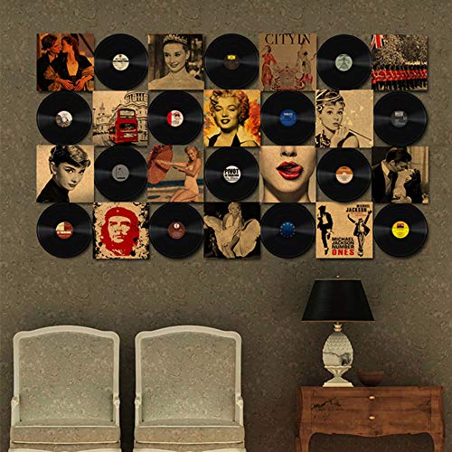 Vinyl Record Decoration, 8 Pieces Roll Music Party Decorations Record, Vinyl Record Wall Decoration, para la Decoración de Bares, Cafeterías, Tiendas de Postres (7 Pulgadas)