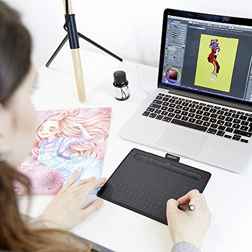 Wacom Intuos S Tableta Gráfica Bluetooth para pintar, dibujar, editar fotos con 2 softwares creativos incluidos para descargar, Windows & Mac, óptima para la educación en línea y el teletrabajo, negra