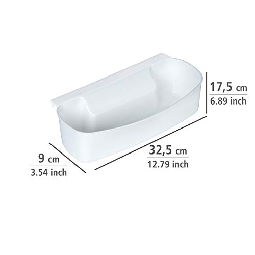 WENKO Recipiente para recoger las basuras - con rasqueta, Polipropileno, 32.5 x 9 x 17.5 cm, Blanco