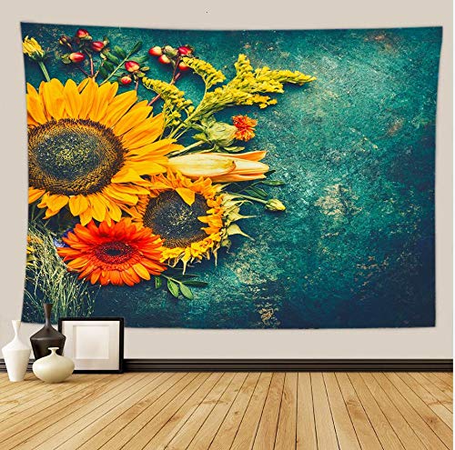 WERT Tapiz de mar de Flor de Girasol nórdico Colgante de Pared de poliéster Fondo Familiar Tela de Fondo de Playa Tapiz de Zabu A17 73x95cm