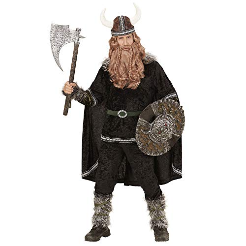 WIDMANN 05984 adultos Disfraz Vikingo, Superior, pantalones, cinturón, mangas, pierna Sirven, capa y casco , color/modelo surtido