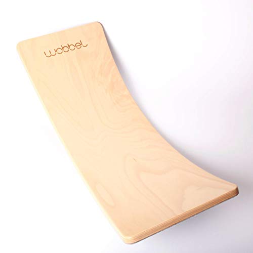 Wobbel Starter Balanceboard Transparant lacquered with Light Grey felt Yogaboard 70 cm
