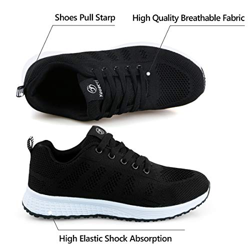 Youecci Zapatillas de Deportivos de Running para Mujer Deportivo de Exterior Interior Gimnasia Ligero Sneakers Fitness Atlético Caminar Zapatos Transpirable Negro 38 EU