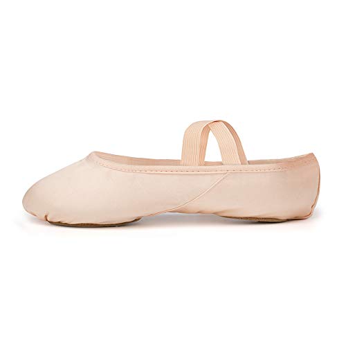 Zapatillas de Ballet Suela Partida Satín Zapatos de Danza y Gimnasia con Cinta para Niñas y Adultos 26 EU