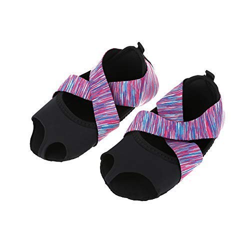 Zapatos Antideslizantes de Yoga ， Zapatos Antideslizantes de Yoga para Mujer Pilates Barre Zapatos de Entrenamiento de Baile de Envoltura Suave Púrpura(L（39-40）)