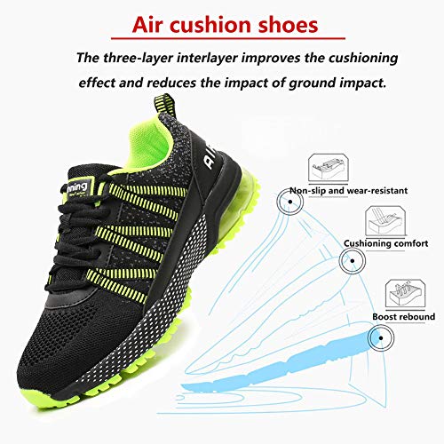 Zapatos para Correr Hombre Mujer Air con Absorción de Impactos de Aire Zapatillas de Deportes Sneakers Gimnasio Entrenamiento al Aire Libre Green38