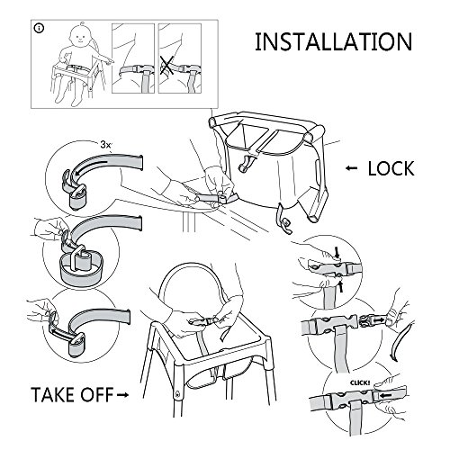 ZARPMA Cinturón de seguridad para bebé, arnés de seguridad de 3 puntos para niños y niños, correa segura para silla alta IKEA Antilop