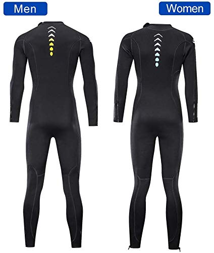 ZCCO - Traje de neopreno ultra elástico de 3 mm con cremallera frontal, traje de buceo completo, una pieza para hombres y mujeres, esnórquel, natación, surf (XL para hombre)