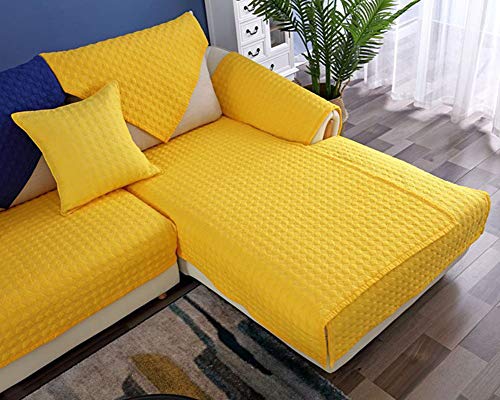 ZIXING Fashion Jacquard Fundas de Toalla de sofá Protector de Muebles Color sólido Antideslizante Cubre para Sofá Tacto Cómodo Decorativo Amarillo 110 * 210cm