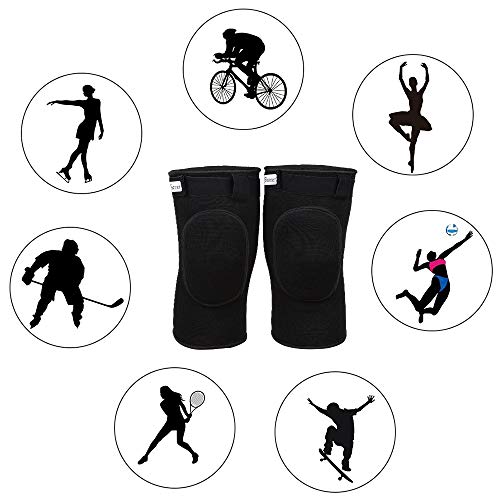 1 Par Rodilleras Deportivas de Esponja Apoyo de la Rodilla Unisex para Crossfit Voleibol Bicicleta Baloncesto Negro M