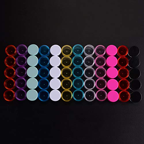 60 Piezas Contenedores de plástico, 5g, 12 Colores, Bote de Plástico Tarro Vacío Contenedor de Cosmético para muestras cosmético, Almacenamiento de Cremas