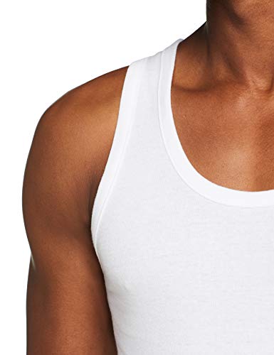 ABANDERADO Camiseta de Tirantes de algodón canalé, Blanco, L para Hombre