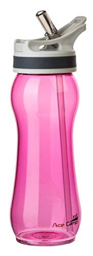AceCamp TRITAN Botella de Agua | Botella de Agua a Prueba de Fugas sin BPA | Botella Deportiva Pajita I 550 ml I Pink I 15544