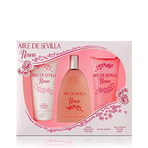Aire de Sevilla Set de Belleza Edición Rosas - Crema Hidratante Corporal, Eau de Toilette, Gel Exfoliante