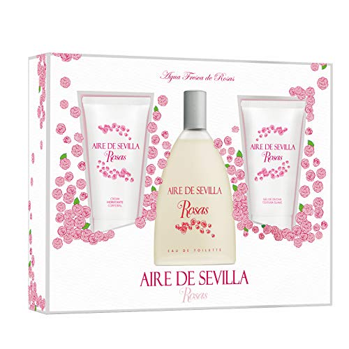 Aire de Sevilla Set de Belleza Edición Rosas - Crema Hidratante Corporal, Eau de Toilette, Gel Exfoliante