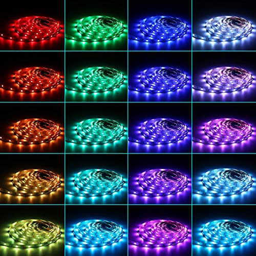 ALED LIGHT Tiras LED 5050 RGB 5m de Longitud 150 LED Multicolor Control Remoto de 44 Botones y Fuente de Alimentación