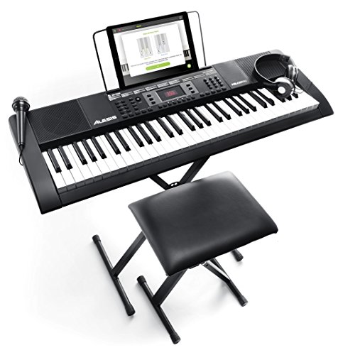 Alesis Melody 61 MKII – Teclado electrónico/Piano digital con 61 teclas, altavoces integrados, auriculares, micrófono, soporte para piano, atril y banqueta