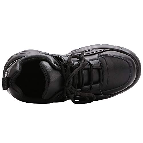 ANUFER Mujer Plataforma Alta con Cordones Casual Zapatos de Deporte Negro SN02920 EU36