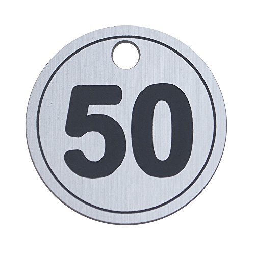 Aspire Paquete de 50 Etiquetas Numeradas con Llavero, Llaveros Numerados con Anilla, Llavero de ABS con Número Grabado, Color Negro, 1-50