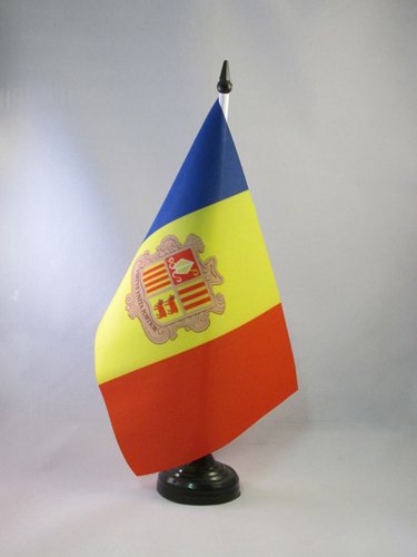 AZ FLAG Bandera de Mesa de Andorra 21x14cm - BANDERINA de DESPACHO ANDORRANA 14 x 21 cm