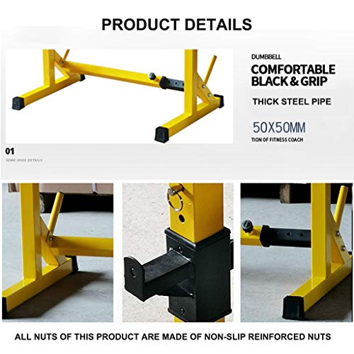 Barbell Stand Ajustable En Rack con Barra Jaula De Sentadillas Home Fitness Equipment Equipo De Entrenamiento del Peso Altura Ajustable (Color : Orange, Size : (83-119) x56x(81x131) cm)