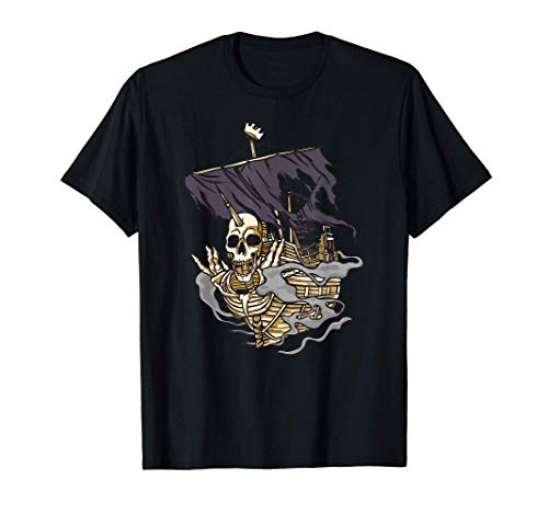 Barco pirata Skull Creepy Halloween Camiseta