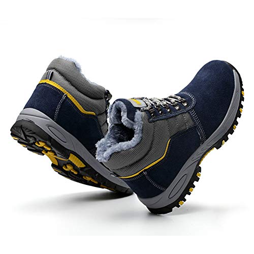Botas de Seguridad Hombre Mujer Invierno Zapatos de Trabajo S3 con Puntera de Acero Unisex Azul Marino 41