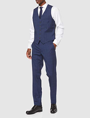 Burton Menswear London Tonal Prince of Wales Slim Waistcoat Chaleco de Traje, Azul (Blue 110), 54 ES Regular (tamaño Fabricante : L) para Hombre