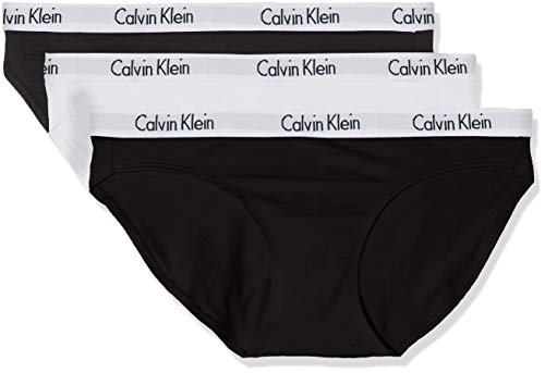 Calvin Klein 000QD3588E Braguita, Negro (Black/White/Black Wzb), M (Pack de 3) para Mujer