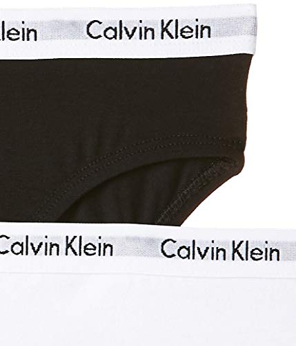 Calvin Klein 2PK Bikini Braguitas, Blanco (White/Black 908), M para Niñas