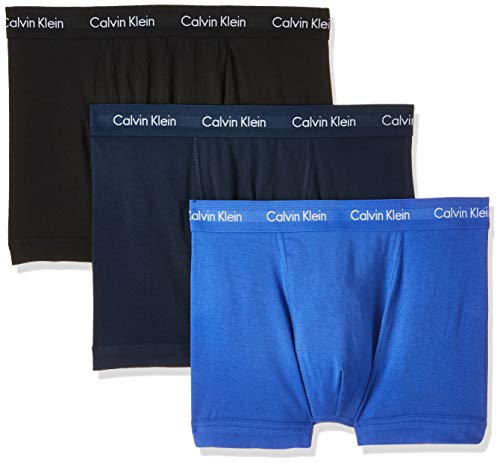 Calvin Klein Low Rise Trunk 3pk, Bóxer Hombre, Azul (Black/Blue Shadow/Cobalt Water Dtm Wb 4ku), Large