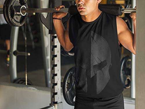 Camiseta sin Mangas: Casco Esparta - Train Hard - Fitness T-Shirt Hombre-s y Mujer-es - Camisa Sport Deporte - Body-Building - Regalo Sparta - Tank-Top Chalecos Athletic Vest - Gym Muscle (M)