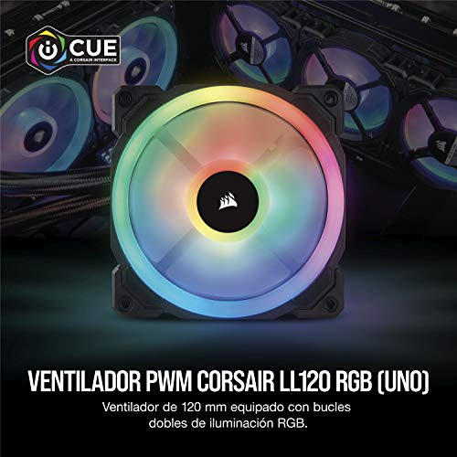 Corsair LL120 RGB Ventilador de PC (120 mm, Doble Halo RGB LED PWM) Paquete Soltero