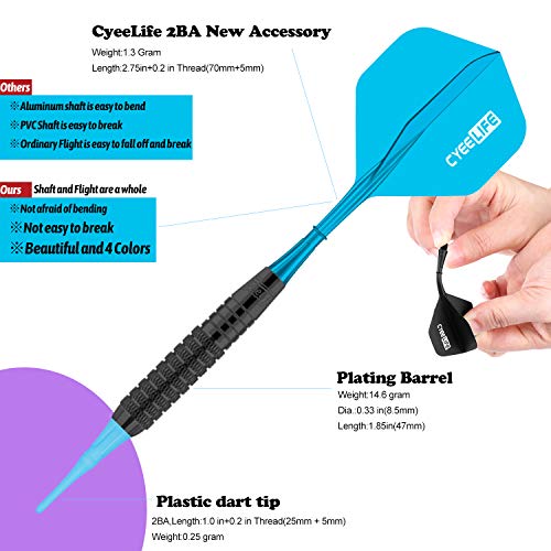 CyeeLife Dardos de Plastico 16 Gramos,Nuevo estilo 4 colores CyeeLife Ejes,dianas electronicas dardos