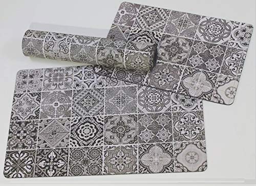 De'Carpet Alfombra Textil Suelo Baldosa Hidráulica Original Moderna Lavable Titan (50x80cm)