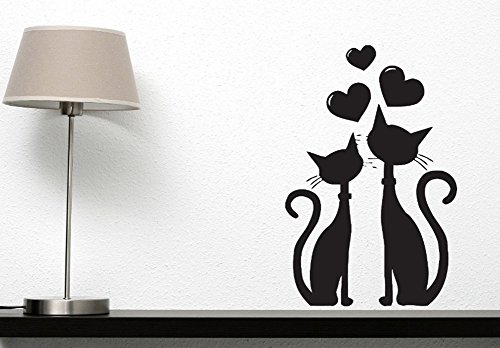 Dosige Dos Gatos Negro Pet Dibujos Animados Pegatinas de Ventana Pared Extraíble Pegatinas Vinilo Decal Murales para Cocina Sala de Estar Dormitorio Restaurante