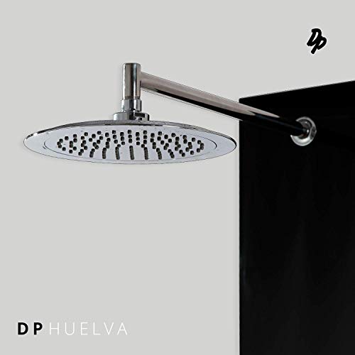 DP Grifería - Columna de ducha hidromasaje en cristal, color negro, modelo Huelva