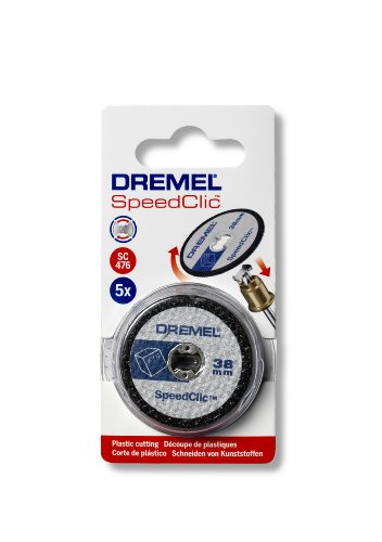Dremel SC476 - Disco corte Ø 38 mm, juego de accesorios con 5 discos EZ Speedclic para herramienta rotativa para cortar plástico, plexiglás, pladur