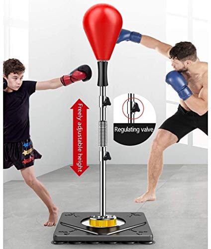 Du hui PU sólida Sacos de Altura Ajustable Bolsa de Boxeo for Adultos y Niños Boxing Punching Ball, Libre de pie de Boxeo Saco de Boxeo de Velocidad 32 ventosas (Color : Rojo)