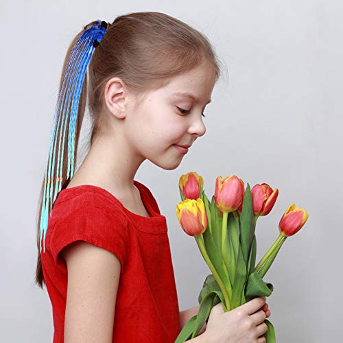 Extensiones Pelo, Banda para el cabello trenzado para extensiones de cabello para niños, banda para el colores degradados cuerda elástica para niños y mujeres- 8 piezas