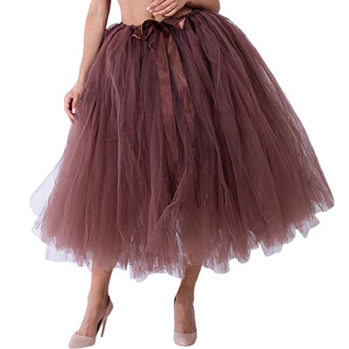 Falda de Tutu Mujer,SHOBDW Malla de Tul En Capas de Dama de Honor Mullido Regalo de La Fiesta de Bodas Traje de Baile de Princesa Falda Burbuja de Maternidad Falda(Café-2)