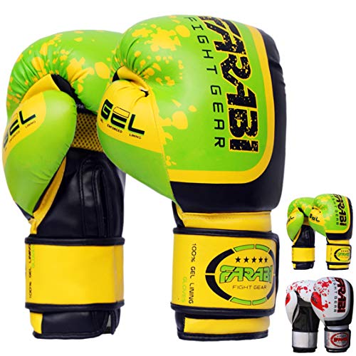 Farabi Pro Fighter - Guantes de Boxeo para Saco de Boxeo (Verde, 10oz) (Verde, 16oz)