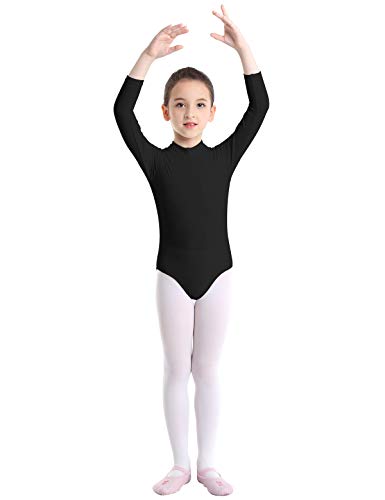 Freebily Leotardo Gimnástico Elástico Niña Maillot de Danza Ballet Gimnasia Rítmica Manga Larga Body Clásico Mono Malla Fitness Patinaje Infántil Negro A 3-4 años