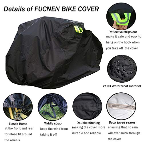 FUCNEN - Funda grande para bicicleta para 2 3 bicicletas, tela Oxford 210D, antipolvo, lluvia, protección UV, para bicicleta de montaña o de 3 ruedas