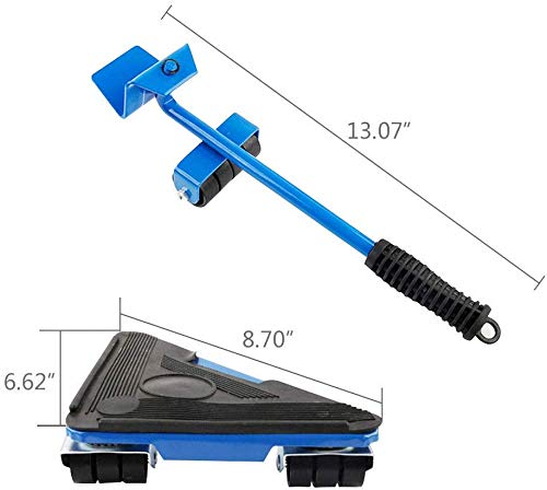Furniture Lifter - Kit de herramientas para mover y levantar muebles pesados, peso máximo de carga 660 libras, almohadilla giratoria de 360 grados (azul o rojo, solo color aleatorio)