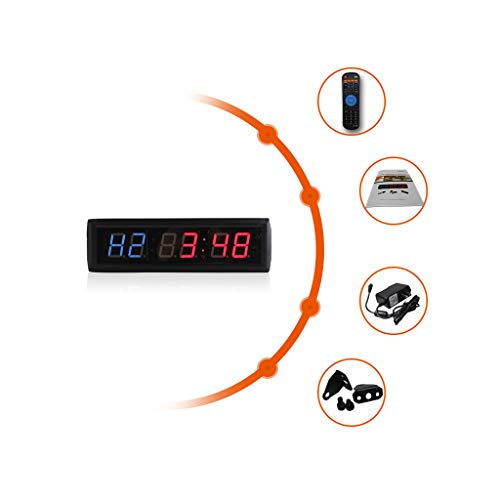 GANXIN 1.8 Inch 6 Digital LED Interval Wall Clock Crossfit Gym Timer Sport Gym Exercise Training Timer Fitness Boxing Timer