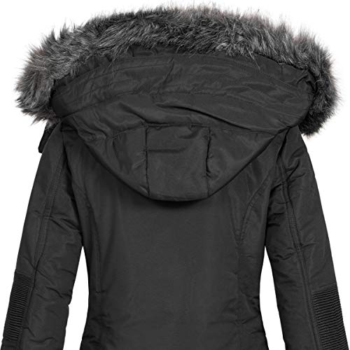 Geographical Norway - Chaqueta Coracle/Coraly de invierno para mujer con capucha de pelo, XL Negro II L
