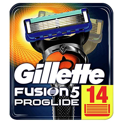 Gillette Fusion 5 ProGlide Cuchillas de Afeitar Hombre con Tecnología FlexBall, Paquete de 14 Cuchillas de Recambio