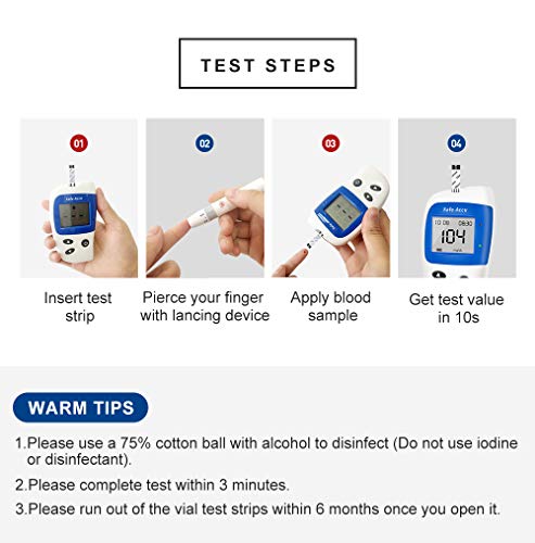 Glucosa en sangre kit de control de la diabetes kit Safe Accu2 de prueba de azúcar en sangre kit Codefree Pack 50 tiras para diabéticos-en mg/dL